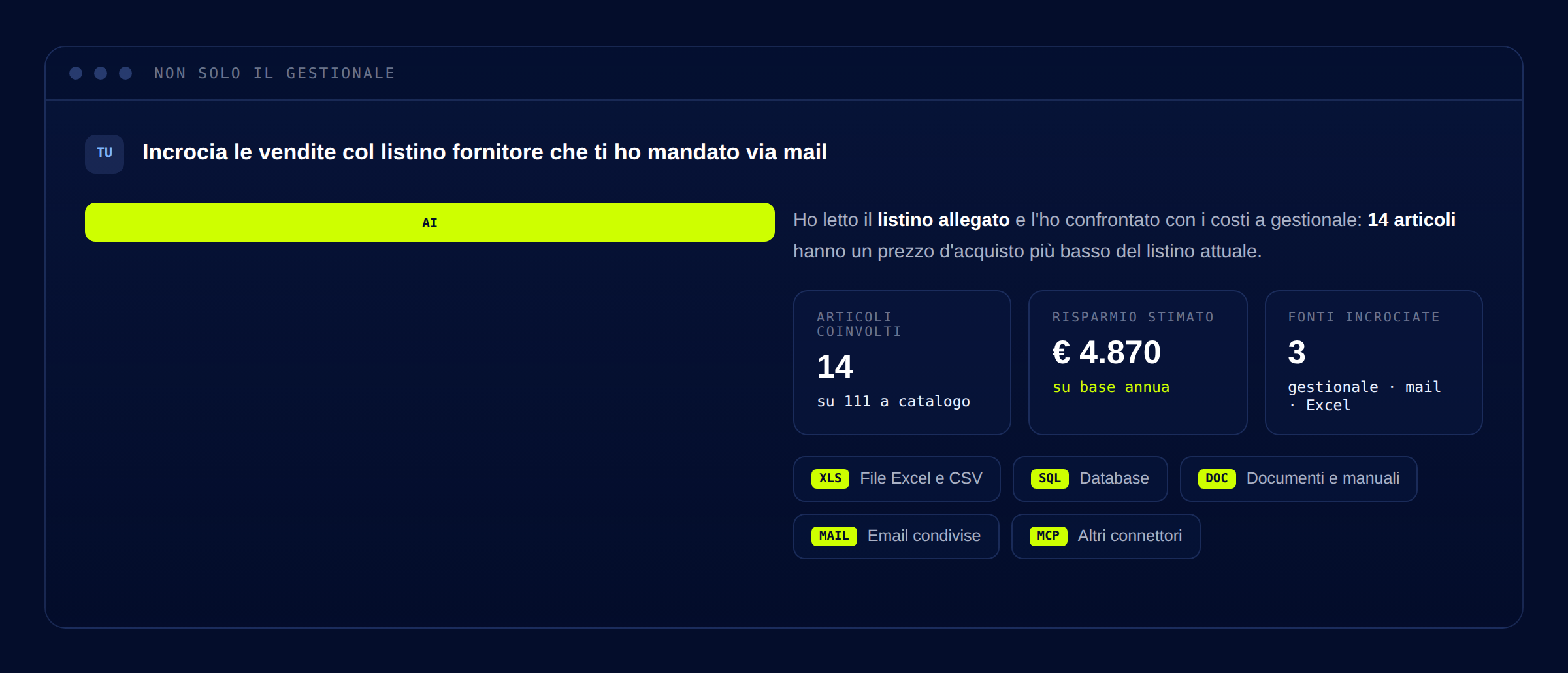 Incrocio tra gestionale, email ed Excel con i connettori disponibili
